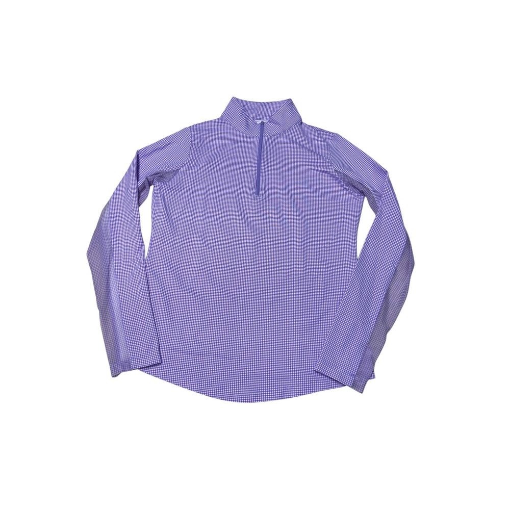 IBKUL Purple Gingham UPF 50+ IceFil Quarter Zip Sun Shirt Womens XS